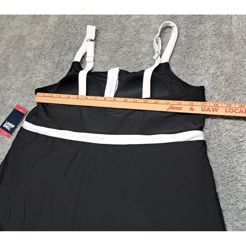 Lands End Swimsuit Womens SZ XL Zip Front Swim Dress Skirt Cover One Piece Black - Picture 7 of 11